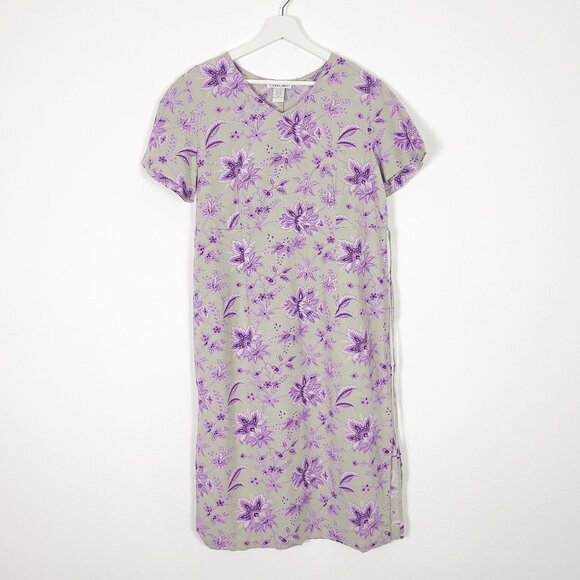 Vintage Linen Blend Floral Dress - Picture 1 of 8